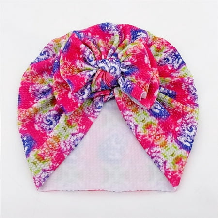 

Hunpta Hats For Kids Toddler Infant Baby Boys Girls Floral Tie-Dye Letter Print Cap Beanie Bowknot Elastics Turban Hat