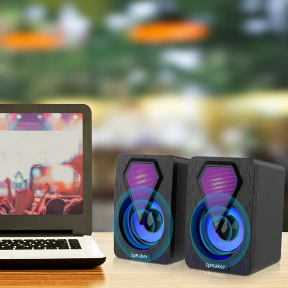Mefallenssiah Light Emitting Computer Speaker Usb Mobile Phone Laptop Desktop Mini Speaker Hifi Stereo Sound Wired Subwoofer Computer Speakers 2 Pcs