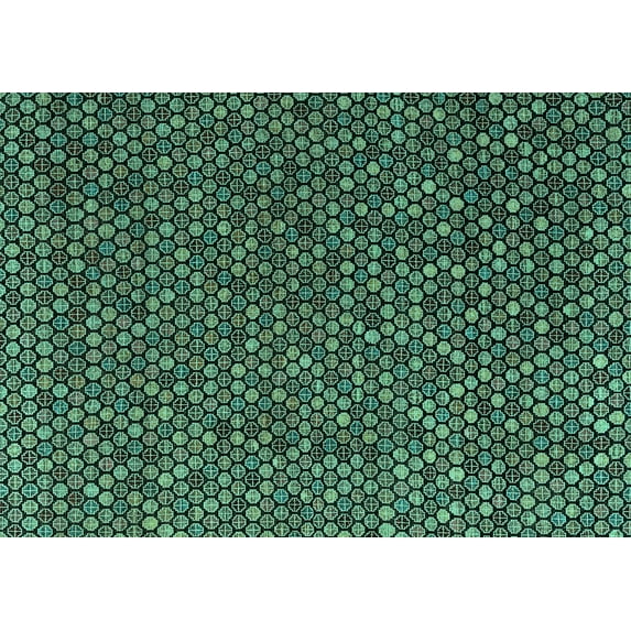 Ahgly Company Indoor Rectangle Abstract Turquoise Blue Modern Area Rugs, 7' x 9'