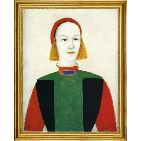 Kazimir Malevich Girl - 18" x 24" Framed Premium Canvas Print