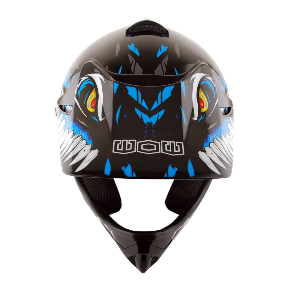 WOW Youth Kids Motocross BMX MX ATV Dirt Bike Helmet HJOY Dino Blue