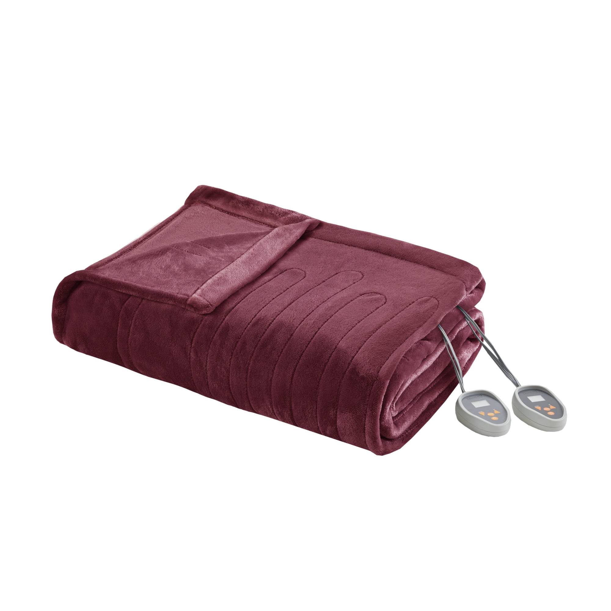 Beautyrest Heated Plush Solid Microlight Blanket, King, Red