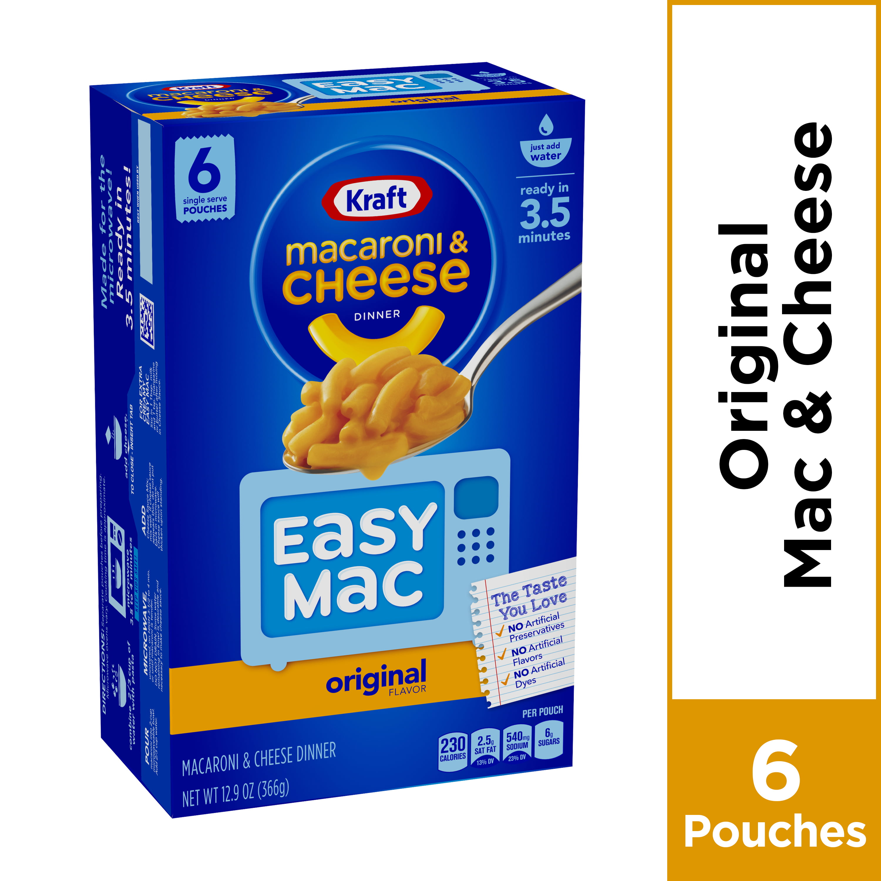 Buy Kraft Easy Mac Original Flavor Macaroni & Cheese Dinner, 6 Packets,...
