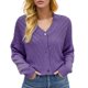 thumbnail image 1 of Gibobby Suéter mujer Cárdigan frontal abierto para mujer talla grande suéter de manga larga con botones y bolsillos(Morado,M), 1 of 5