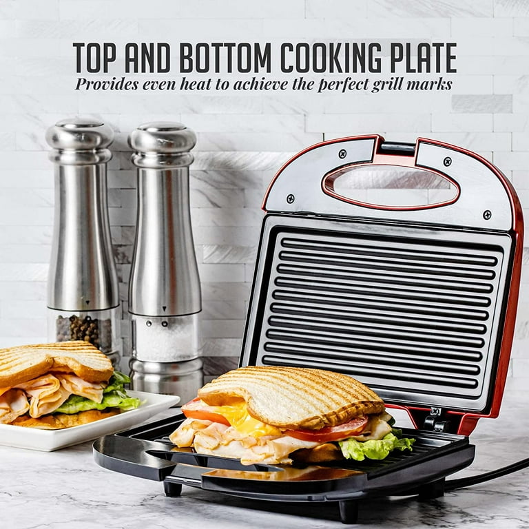 Ovente Electric Indoor Grill with 15 x 10-inch Non-Stick Cooking Plate,  Dishwasher-Safe Base and Removable Drip Tray, Adjustable Temperature Knob