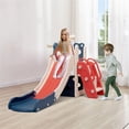 thumbnail image 2 of CIPACHO Kids Slide and Climber Playset for Age 2-8, 5 In 1 Freestanding Toddler Playground with Basketball Hoop, Telescope, Ball and Storage Space, Red, 2 of 7