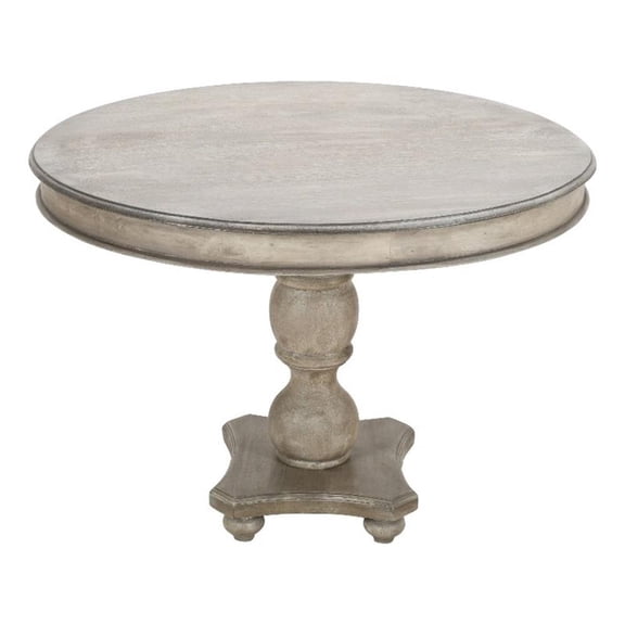 Pemberly Row 42" Handcrafted Mango Wood Dining Table with Pedestal Base in White