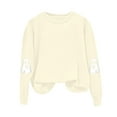thumbnail image 4 of TTUHYWXI Halloween Sweatshirts for Women Spooky Season Funny Long Sleeve Graphic Crewneck Pullover Tops Cute Ghost Sweater (Beige, XXL), 4 of 5