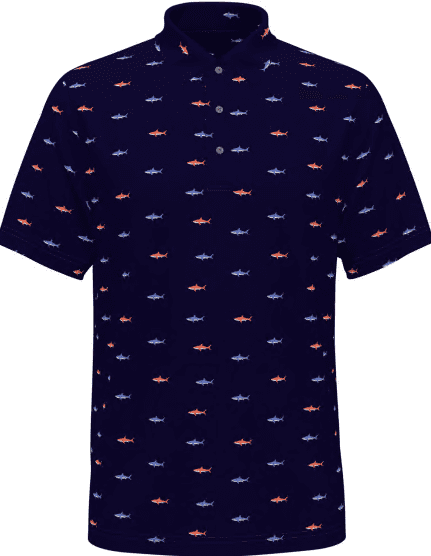 Ben Hogan Boys & Big Boys Performance Golf Polo: Shark Print, Sizes 4-18