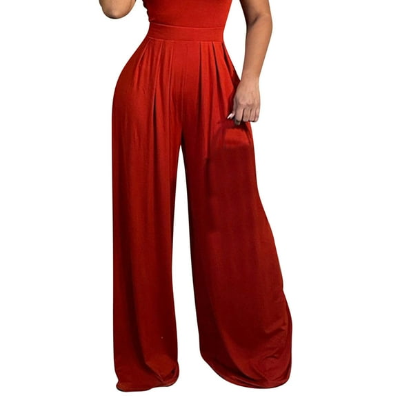 Womens Formal Pants Suit Wide Leg Business Pants Trousers Pleated High Waisted Dressy Casual Office Ladies Pants