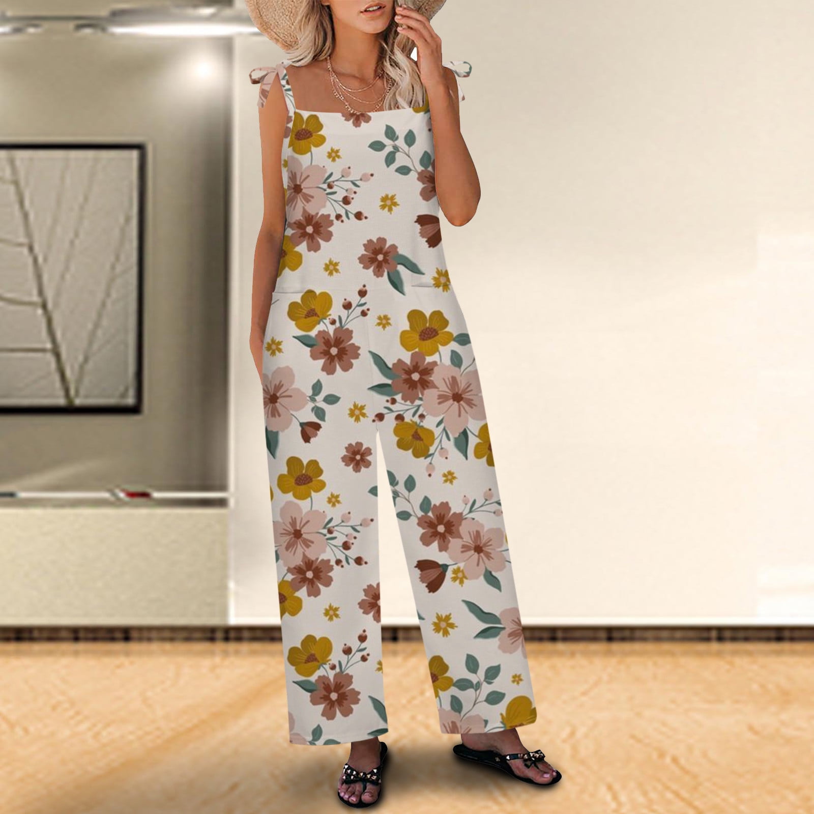 Imported Laceup Floral Print Romper Jumpsuit