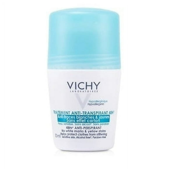 Vichy Deodorant - 48-Hour Roll-On Antiperspirant – Anti-Residue, Long-Lasting Odor & Sweat Protection, Alcohol-Free, Hypoallergenic, All Over Body Deodorant for Women, 1.69 fl oz