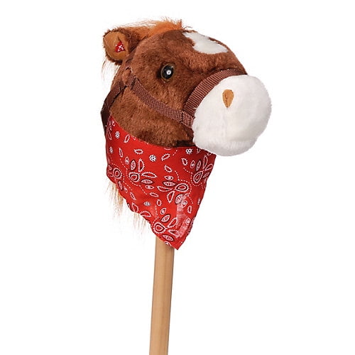 Plush Stick Horse w/Bandana and Sound Brown