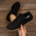 thumbnail image 5 of Domzle Women's Fashion Sneakers Casual Walking Shoes Lace Up Tennis Shoes Low Top, Comfortable, Lightweight, Slip on, Faux Suede, Non-Slip, Work Daily Black, 5 of 8