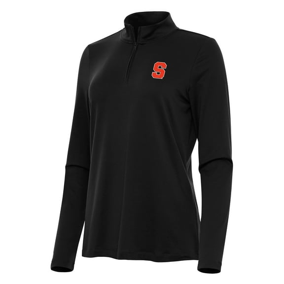 Women's Antigua Black Syracuse Orange Reprocess Quarter-Zip Top