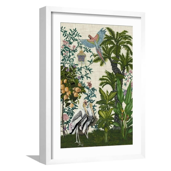 Art.com Paradis Chinoiserie II Art Print by Naomi McCavitt, White Frame Wall Art, 17" x 23"