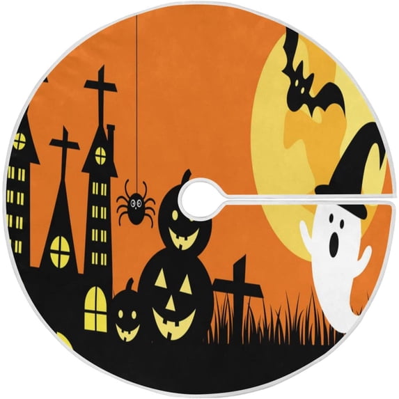FMSHPON Halloween Xmas Christmas Tree Skirt Stand Mat for Holiday Party Decoration Indoor Outdoor 36 inches