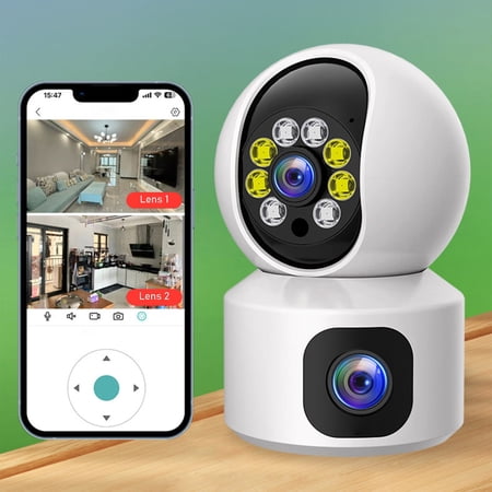 BaiTrend Ring Camera Outdoor Wireless Dual Lens Screen Smart Security Camera 1080P Hd Wifi With Night Vision 2 Way Audio Motion Detection Sd Card Stora