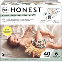 The Honest Company Clean Conscious Diapers | Plant-Based, Sustainable | All The Letters   It's a Pawty | Club Box, Size 6 (35  lbs), 40 Count