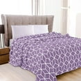thumbnail image 2 of Elegant Comfort Luxury Velvety Feel Blanket, All-Season Lightweight Blanket, Ultra Plush, Soft, Flannel Fleece for Couch, Sofa, Bed, Travel, Cube Design, Twin/Twin XL, Lilac, 2 of 5