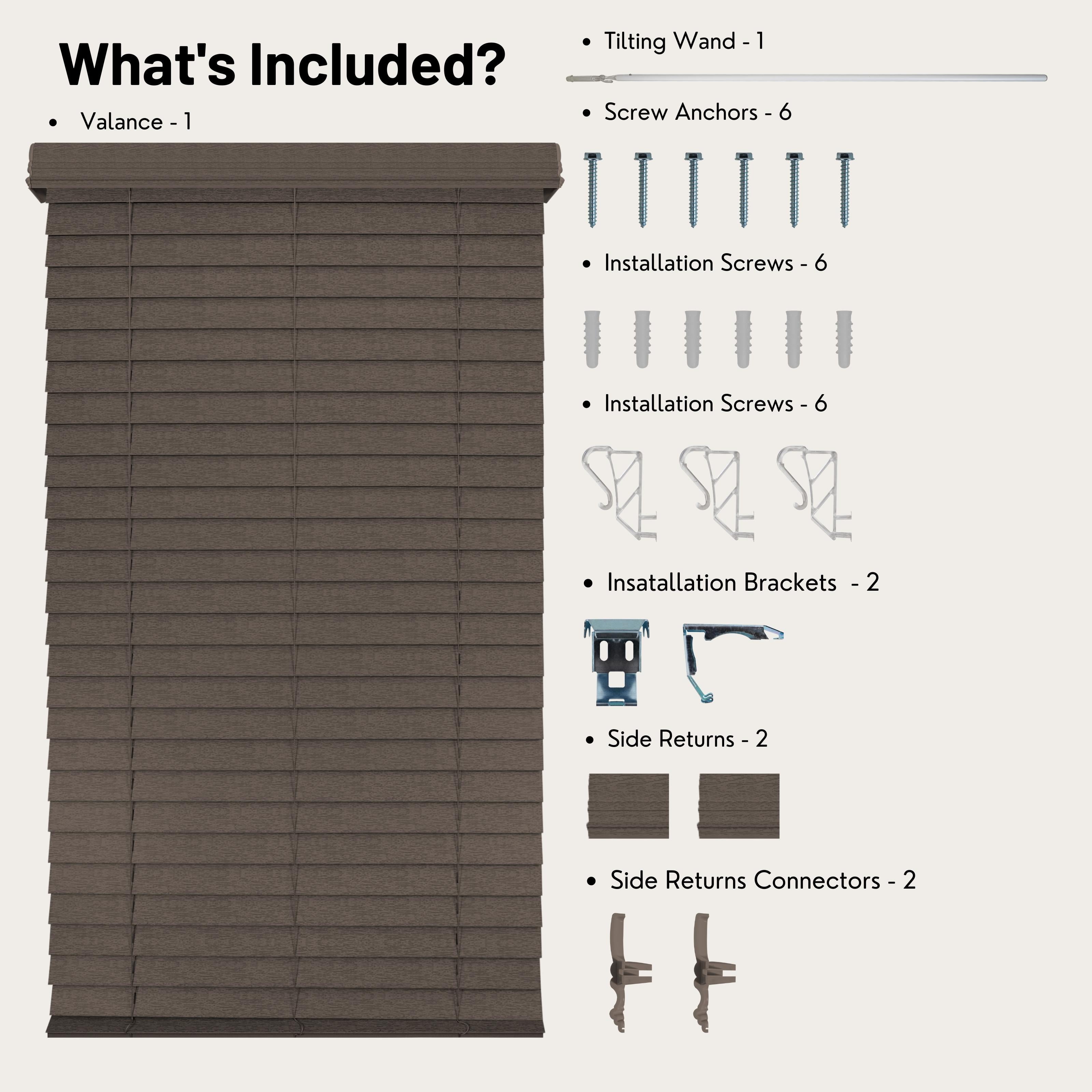 Chicology Cordless Faux Wood Blinds, Umber Textured (2.5" Slat), 69.75"W X 72"H