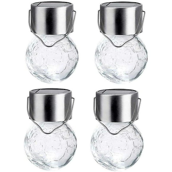 Hanging Solar Ball Lights, 4 Pack Upgrade Cracked Glass Hanging Ball Lights, Last Longer, Waterproof Solar Lanterns Decorative Lights Solar Lighting F