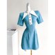 thumbnail image 2 of Elegante vestido de mujer de diseño nuevo de lujo con cuello Peter Pan, manga corta, ajustado, minivestido de corte A, 2 of 4