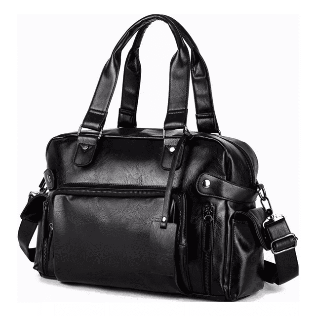 Bolso De Mano Tipo Maletín De Hombro Cuero Para Viaje NEGRO