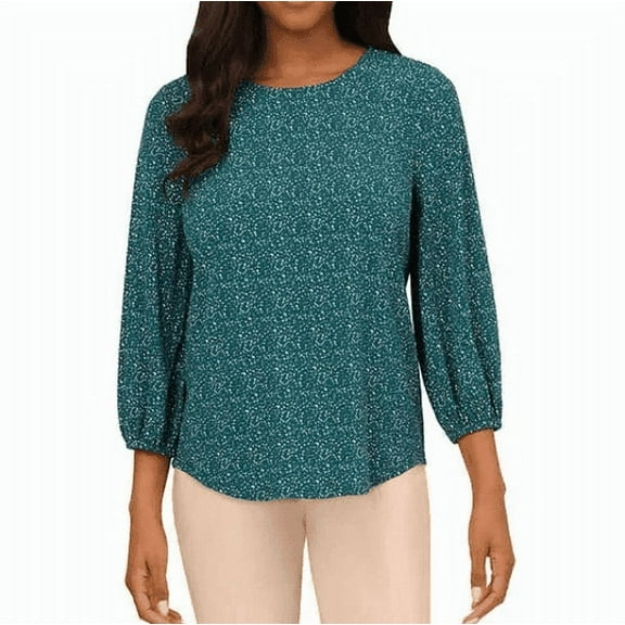 Adrianna Papell Women's 3/4 Sleeve Keyhole Top, Green, XX-Large