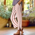 thumbnail image 2 of Summer Cotton Linen Pants for Women Casual Boho Gradient Print Pants 2026 Vacation Wide Leg Stripe Lounge Pant, 2 of 6