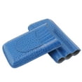 thumbnail image 2 of Estuche de viaje de cuero de primera calidad para senderismo, estuche para puros de 3 dedos, de color azul oscuro esmerilado, 2 of 8