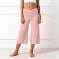 thumbnail image 4 of Rvusndi Girls Summer Fold Over Pants Comfortable Loose Casual Wide Leg Yoga Pants with Elastic Waist Trousers for Kids Play and Everyday Wear, 4 of 6