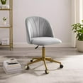 thumbnail image 3 of Linon Adalayn Rolling Office Chair - Gray Velvet, 3 of 11