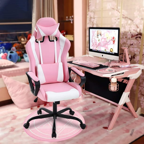 Autofull pink gaming chair pu leather high back ergonomic racing office desk computer chairs with lumbar support new arrivals
