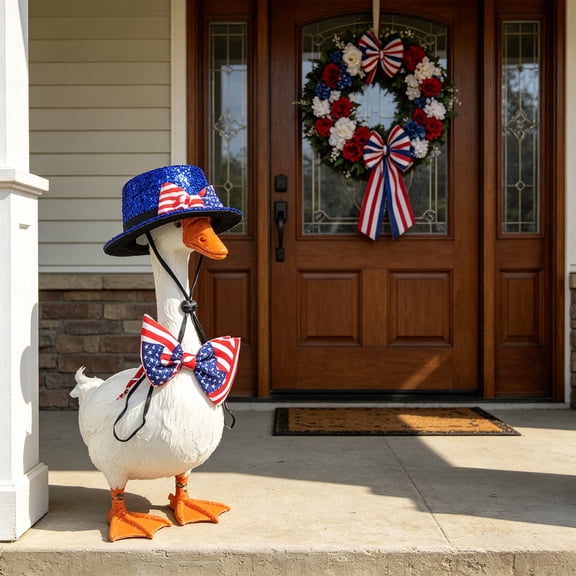 AuroraX 4th of July Porch Goose Outfit Sets Porch Goose Clothes Set for 23 Inch Porch Goose Garden Summer Holiday Patriotic Goose Decorations Party for 19" 20 in