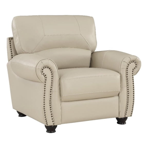 Lexicon Foxborough 21.5" Traditional Plywood and Leather Chair in Cream