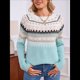 thumbnail image 4 of Suéter Vintage Informal para Mujer, Jersey de Punto con Mangas Raglán y Cuello Redondo, Top Cálido y Cómodo para Otoño. Azul S, 4 of 10