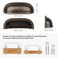 thumbnail image 3 of YIHATA Cabinet Drawer Pulls - Oil Rubbed Bronze Cabinet Pulls Handle, 64mm / 2.5 inch Screw Spacing (6 Pack), 3 of 7
