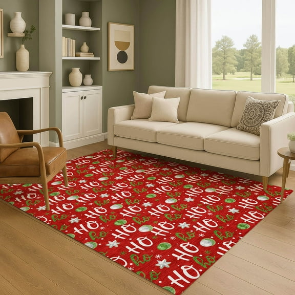 Addison Rugs Mayfield Premium Machine Washable Transitional Holiday Red Rectangle Rug, 10' x 14'