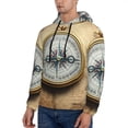 thumbnail image 3 of Fotbe Men's Hoodie with Magnetic Old Compass On World Map Pattern - Kangaroo Pocket Pullover Hooded Sweatshirt, Perfect for Daily Wear, Travel, and Home-Medium, 3 of 7