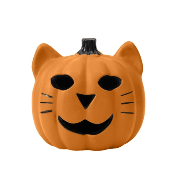 Halloween Pumpkin Decor Cat Shaped Light Up Pumpkin Jack O Lantern Decor Spooky Halloween Decorations for Home Outdoor Fall Pumpkin Decor Orange 1 Piece