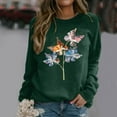 thumbnail image 1 of VBARHMQRT Chandail en Molleton Marron pour Femmes Col Rond Décontracté Manches Longues Raglan Imprimé Papillon Chandail, 1 of 5