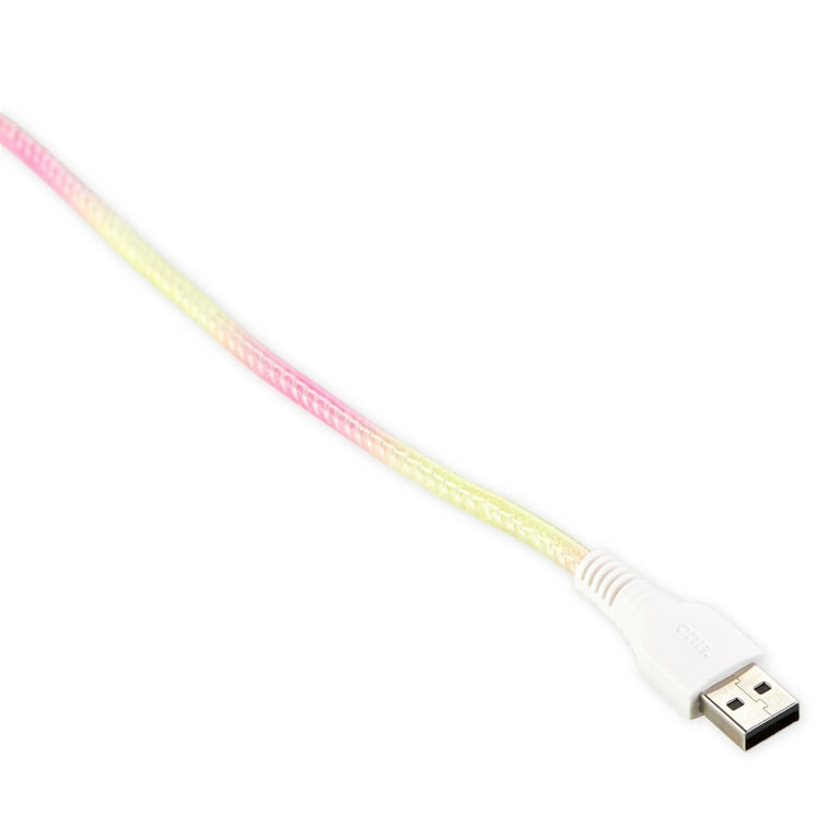 Onn. USB to USB-C Glitter Cable Cord - Yellow & Pink - 6 ft