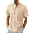 thumbnail image 1 of Mens Casual Manga Corta Botón Abajo Camisas, Verano Color Sólido, Cuello de Soporte Bolsillo Camisa Turndown, 1 of 8