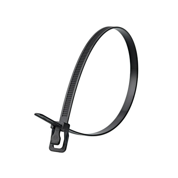 24 Inch Black Releasable/Reusable Cable Tie - 10 Pack
