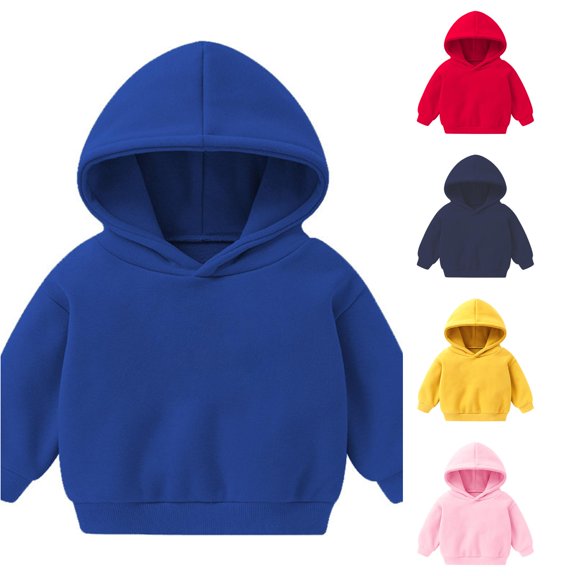 QTSHPN Toddler Hoodie Boys Girls Pullover Sweatshirt Children Solid Plus Hooded Color Top Kids Hoodie