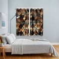 thumbnail image 4 of Brown Teal Geometric Kitchen Curtains 63 Inch Length, Retro Modern Plaid Abstract Art Grommet Top Bedroom Living Room Curtains, Light Filtering Cafe Curtain Drapes 2 Panels Set 84''x63'', 4 of 9