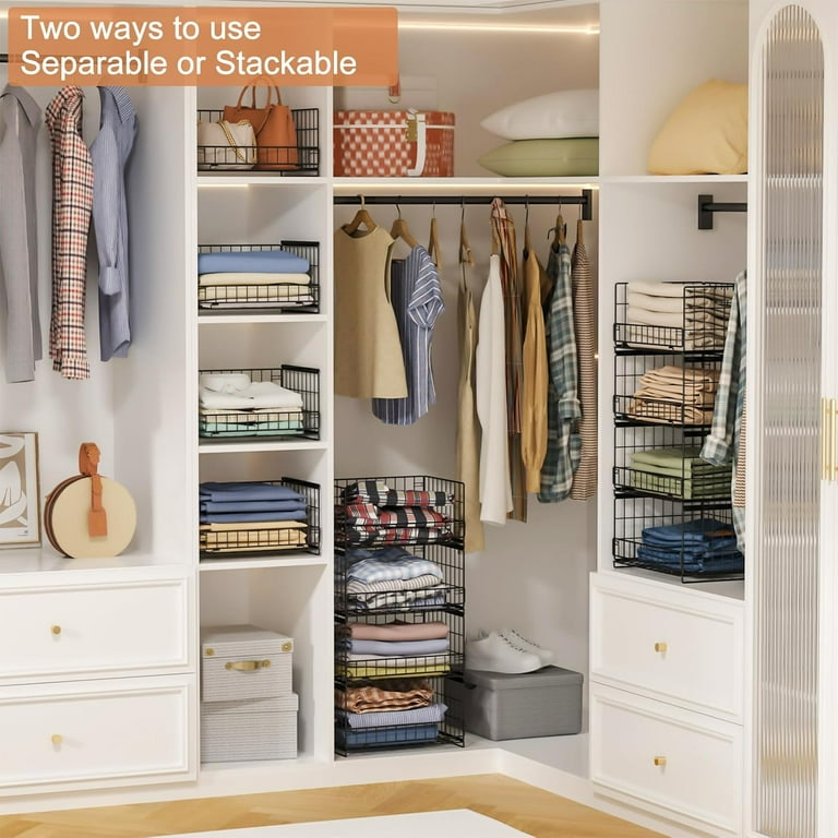 Coorganisers 4-Pack T-shirt Drawer Organizer Boxes - 10 Grids Each, White, Wardrobe & Clothing Storage
