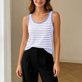 thumbnail image 2 of Liweisiy Striped Tank Tops For Womens Sleeveless Crewneck Relaxed Fit Pajama Tops Layer Printed Casual Sleepwear Gray XL, 2 of 7