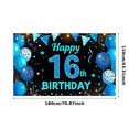 thumbnail image 6 of Blue Themed Happy 16th Birthday Banner with Balloons Stars Party Supplies Backdrop Decor for Birthday Party Photography Props Decors Celebrations, 6 of 7